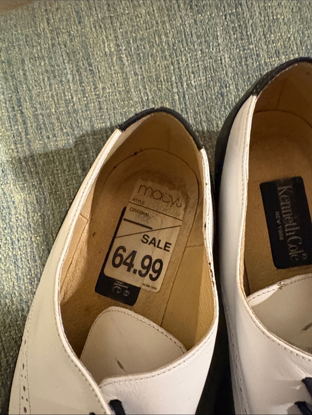 Kenneth Cole Two-Tone Wingtip Oxford Flats in Blue and White - Picture 3 of 10